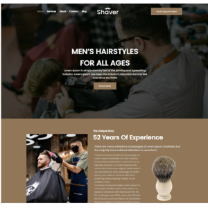 Pagina web para barbería, salón de belleza u otro. Consta de pagina principal, acerca de la empresa, los servicios que ofrece y la localización o contacto.