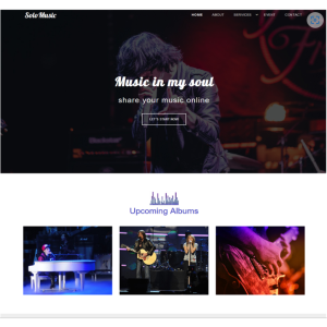 Pagina web para cantante, cómico u otro. Consta de pagina principal, acerca de la empresa, los servicios que ofrece y la localización o contacto.