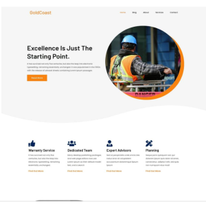 Pagina web para construcción, contratista u otro, ejemplo 1. Con pagina principal, acerca de la empresa, servicios que ofrece y la localización o contacto.