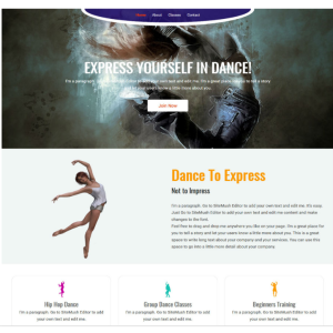 Pagina web para danza, música u otro. Consta de pagina principal, acerca de la empresa, los servicios que ofrece y la localización o contacto.