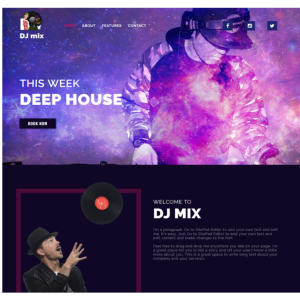 Pagina web para dj, cómico u otro. Consta de pagina principal, acerca de la empresa, los servicios que ofrece y la localización o contacto.