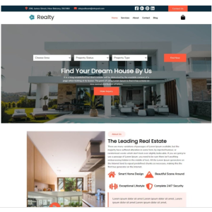 Pagina web para inmobiliaria, fraccionamiento u otro, ejemplo 1. Con pagina principal, sobre la empresa, servicios que ofrece y la localización o contacto.
