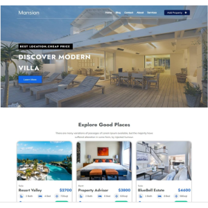 Pagina web para inmobiliaria, fraccionamiento u otro, ejemplo 2. Con pagina principal, sobre la empresa, servicios que ofrece y la localización/contacto.