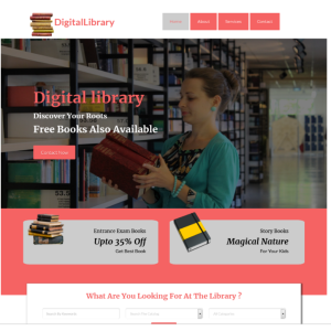 Pagina web para librería digital o física. Consta de pagina principal, acerca de la empresa, los servicios que ofrece y la localización o contacto.