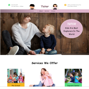 Pagina web para prescolar o jardín de niños. Consta de pagina principal, acerca de la empresa, los servicios que ofrece y la localización o contacto.