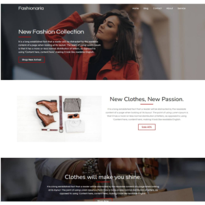 Pagina web para ropa, boutique u otro negocio. Consta de pagina principal, acerca de la empresa, los servicios que ofrece y la localización o contacto.
