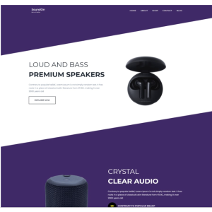 Pagina web para sonido, tecnología, música u otro negocio. Con pagina principal, acerca de la empresa, servicios que ofrece y la localización o contacto.
