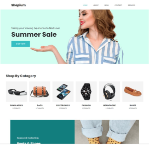 Pagina web para tienda, en linea, física o ambas. Consta de pagina principal, acerca de la empresa, los servicios que ofrece y la localización o contacto.