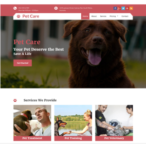 Pagina web para cuidadores de mascotas u otro. Consta de pagina principal, acerca de la empresa, los servicios que ofrece y la localización o contacto.
