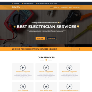 Pagina web para electricista, iluminación u otro. Consta de pagina principal, acerca de la empresa, los servicios que ofrece y la localización o contacto.