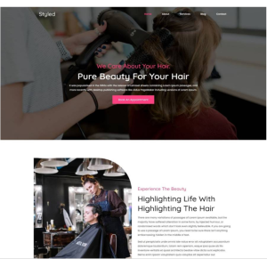 Pagina web para una estética, salón de belleza u otro. Con pagina principal, acerca de la empresa, los servicios que ofrece y la localización o contacto.