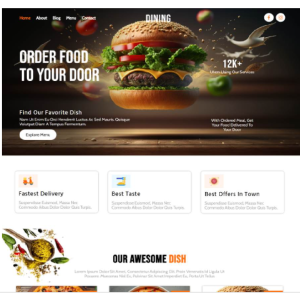 Pagina web para hamburguesas, tacos u otro. Consta de pagina principal, acerca de la empresa, los servicios que ofrece y la localización o contacto.