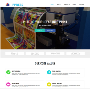 Pagina web para imprenta, papelería, u otro. Consta de pagina principal, acerca de la empresa, los servicios que ofrece y la localización o contacto.