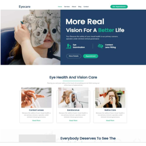 Pagina web para un oculista, oftalmólogo u otro. Consta de pagina principal, acerca de la empresa, los servicios que ofrece y la localización o contacto.