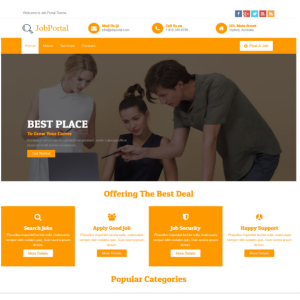Pagina web para portal de empleo u otro. Consta de pagina principal, acerca de la empresa, los servicios que ofrece y la localización o contacto.