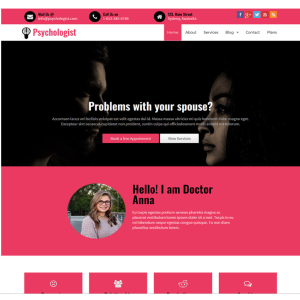 Pagina web para psicólogo, psiquiatra u otro. Consta de pagina principal, acerca de la empresa, los servicios que ofrece y la localización o contacto.