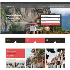 Pagina web para turismo de aventura, excursiones u otro. Con pagina principal, acerca de la empresa, los servicios que ofrece y la localización o contacto.