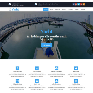 Pagina web para paseo en yate, entretenimiento u otro. Con pagina principal, acerca de la empresa, los servicios que ofrece y la localización o contacto.